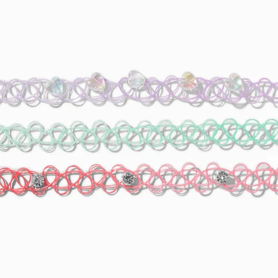 Pastel Ombré Tattoo Choker Necklaces - 3 Pack