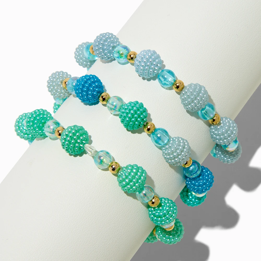 Claire's Club Green & Blue Textured Beaded Stretch Bracelets - 3 Pack