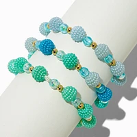 Claire's Club Green & Blue Textured Beaded Stretch Bracelets - 3 Pack
