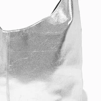 Silver Slouchy Tote Bag
