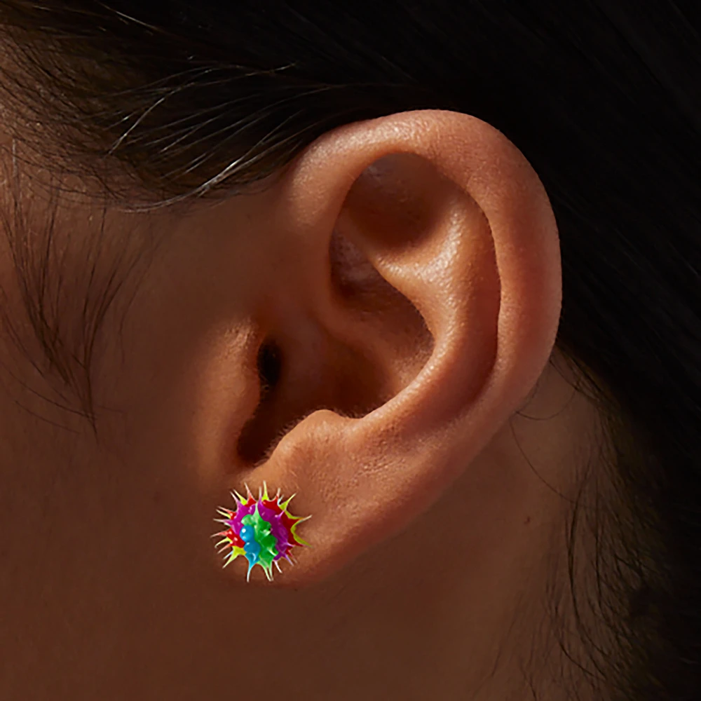 Rainbow Rave Spike Burst Stud Earrings 