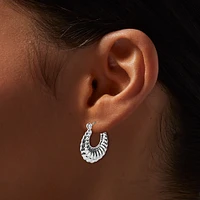Silver-tone Crescent Hoop Earrings