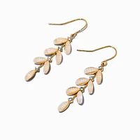 Gold-tone Cubic Zirconia Leaf Linear Drop Earrings