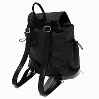 Black Nylon Flap Backpack