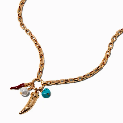 Gold-tone Cowgirl Toggle Charm Pendant Necklace