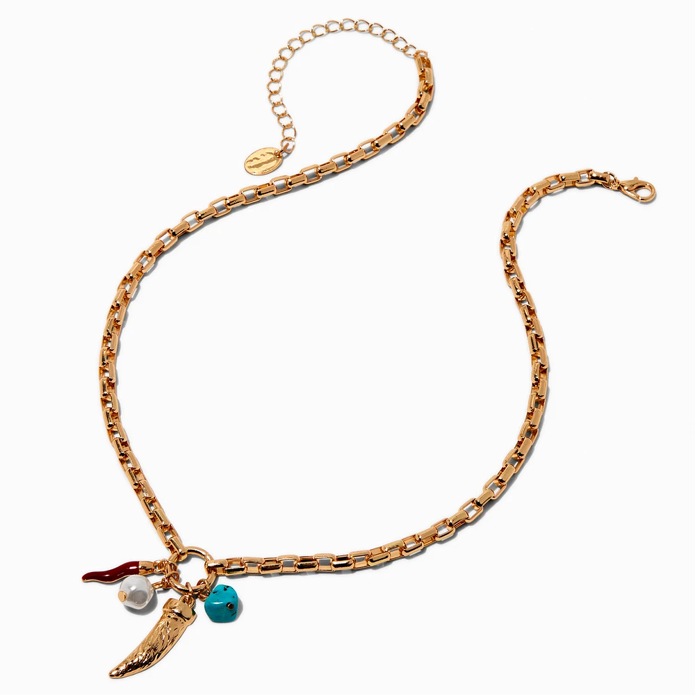Gold-tone Cowgirl Toggle Charm Pendant Necklace