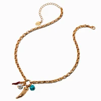 Gold-tone Cowgirl Toggle Charm Pendant Necklace
