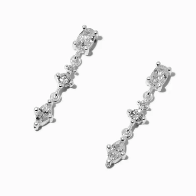 C LUXE by Claire's Sterling Silver Cubic Zirconia Stacked Stone Drop Earrings
