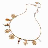 Gold-tone Mixed Charm Choker Necklace