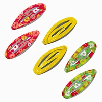 Claire's Club Neon Flower Print Snap Hair Clips - 6 Pack