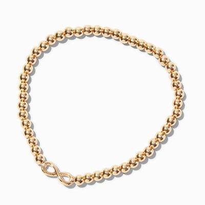 Infinity Charm Gold-tone Shot Bead Stretch Bracelet