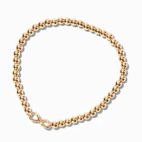 Infinity Charm Gold-tone Shot Bead Stretch Bracelet