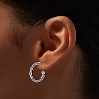 Silver Laser Textured 20mm Hoop Earrings