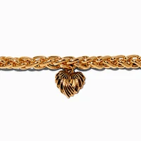 Gold-tone Chunky Scalloped Heart Chain Bracelet