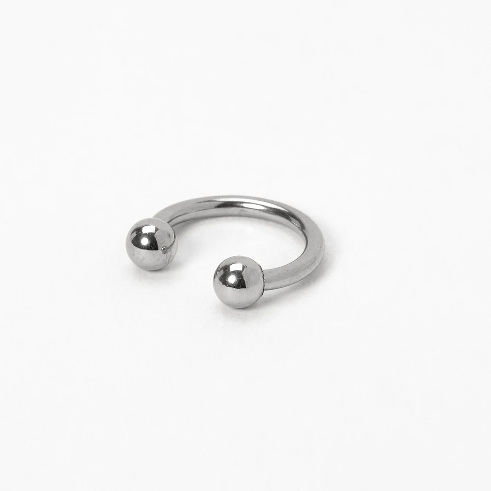 16G Silver-tone Stainless Steel Horseshoe Septum Nose Ring