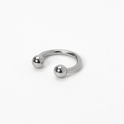 16G Silver-tone Stainless Steel Horseshoe Septum Nose Ring