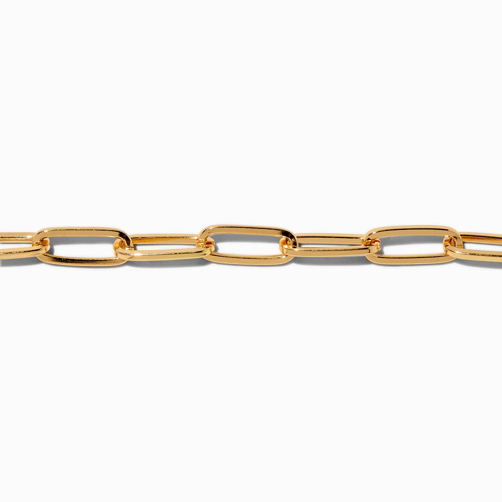 Gold-tone Large Paper Clip Chain Bracelet