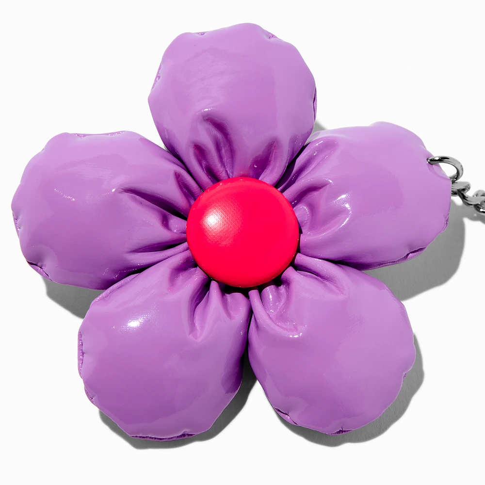 Purple Daisy Puffy Keychain