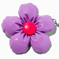 Purple Daisy Puffy Keychain