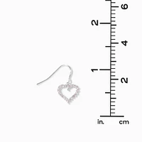 Pink Cubic Zirconia Heart Silver-tone 0.5" Drop Earrings