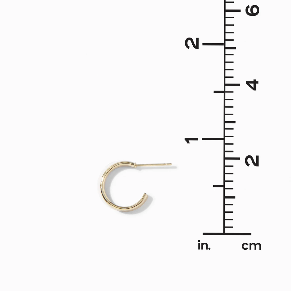 Gold-tone 12mm Textured Huggie Hoop Earrings - 6 Pack