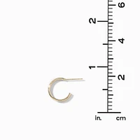 Gold-tone 12mm Textured Huggie Hoop Earrings - 6 Pack