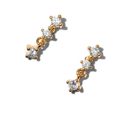 C LUXE by Claire's 18k Yellow Gold Plated Triple Cubic Zirconia 0.5" Drop Earrings