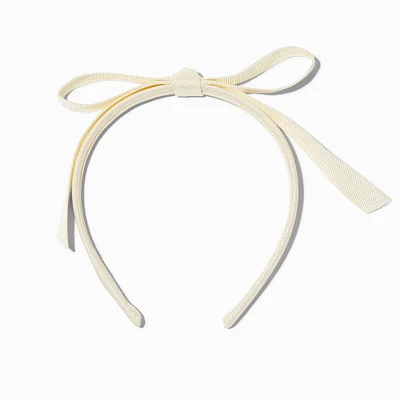Ivory Skinny Ribbon Bow Headband 