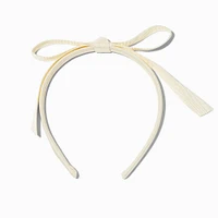 Ivory Skinny Ribbon Bow Headband 