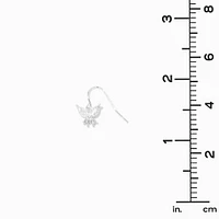 Silver Cubic Zirconia Butterfly 0.5" Drop Earrings