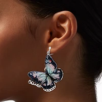 Black Filigree Butterfly 3D Clip-On Drop Earrings