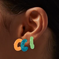 Neon Glitter Hoop Earring Stackables Set - 6 Pack