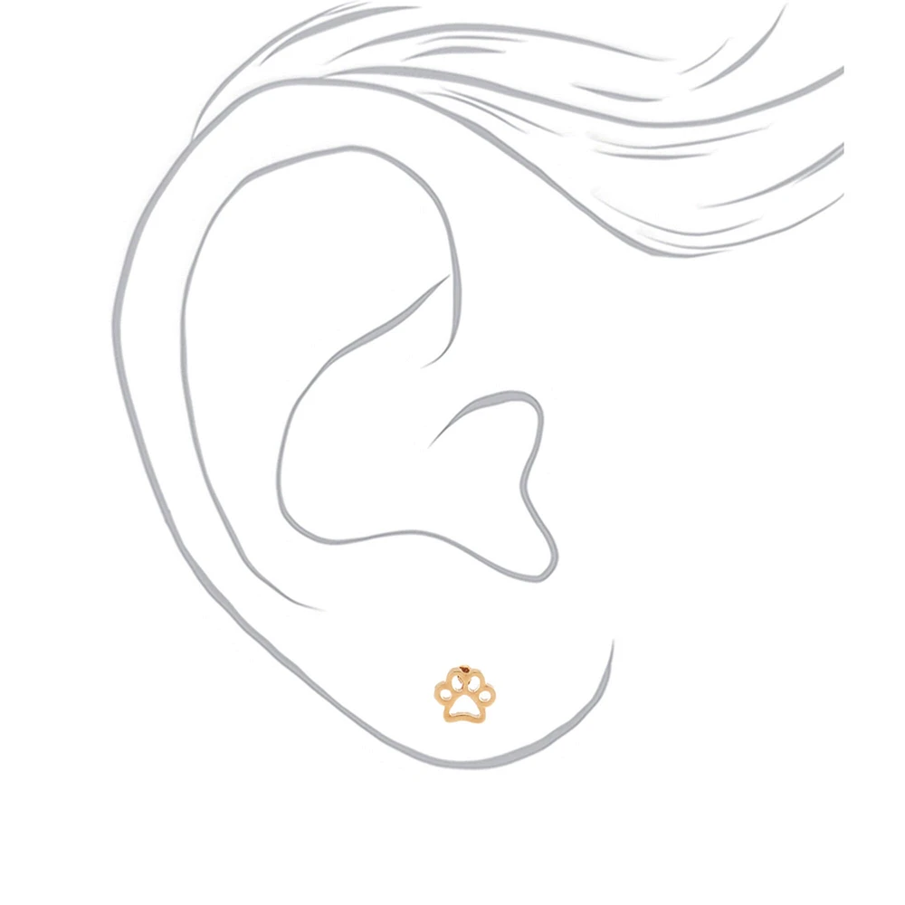 18kt Gold Plated Paw Print Stud Earrings
