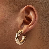 Gold-tone Textured Hoop Earrings - 3 Pack