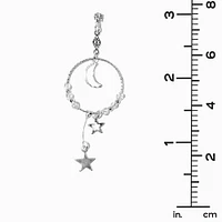 Delicate Celestial Hoop 3" Drop Earrings