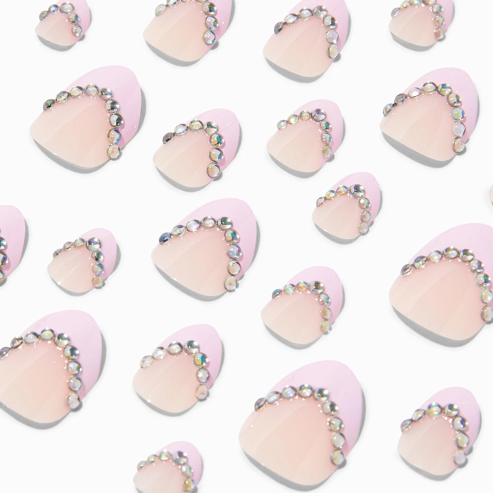 Gem French Tip Stiletto Press On Vegan Faux Nail Set