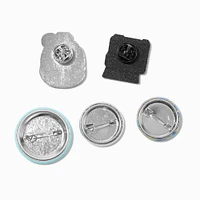 Retro Round Button & Pin Set - 5 Pack