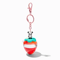 Strawberry Panda Water-Filled Glitter Keychain