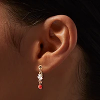 Orange Retro Flower Mixed Hoop & Drop Earrings - 6 Pack