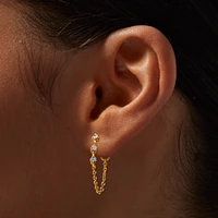 C LUXE by Claire's 18kt Gold Plated Cubic Zirconia Trio Front & Back Earrings