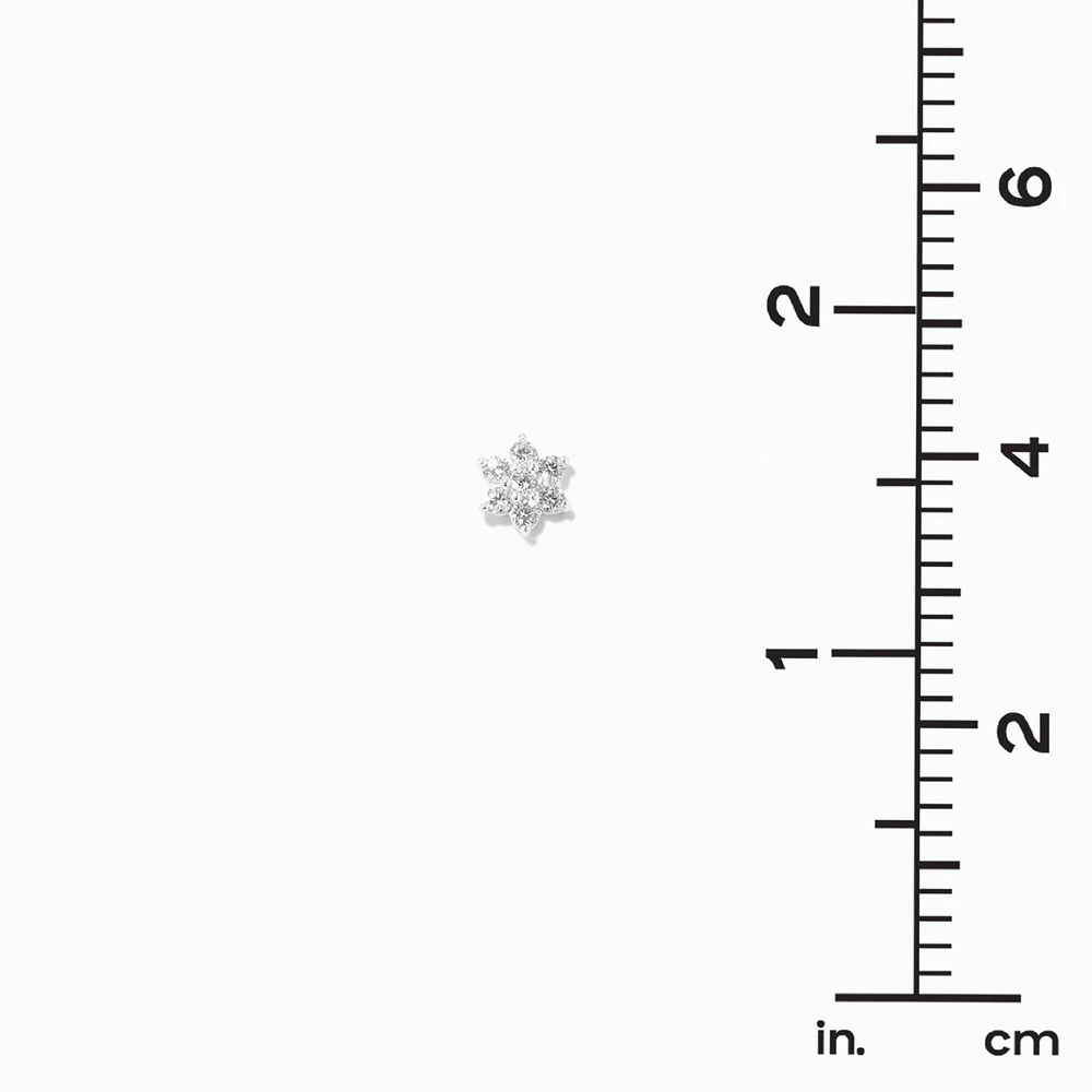C LUXE by Claire's Sterling Silver Cubic Zirconia Flower 8mm Stud Earrings