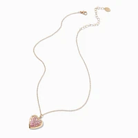Pink Pavé Heart Locket Pendant Necklace