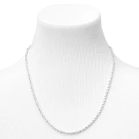 Silver-tone 2mm Thin Twisted Rope Chain Necklace