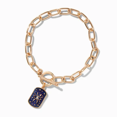 Gold-tone Mood Evil Eye Toggle Chain Bracelet 