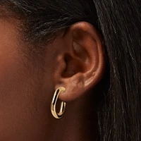 Gold-tone 20mm Half Tube Square Oval Hoop Earrings