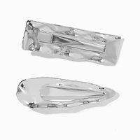Silver-tone Wave Hair Clips - 2 Pack 