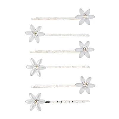 Frosted Flower Bobby Pins - 6 Pack