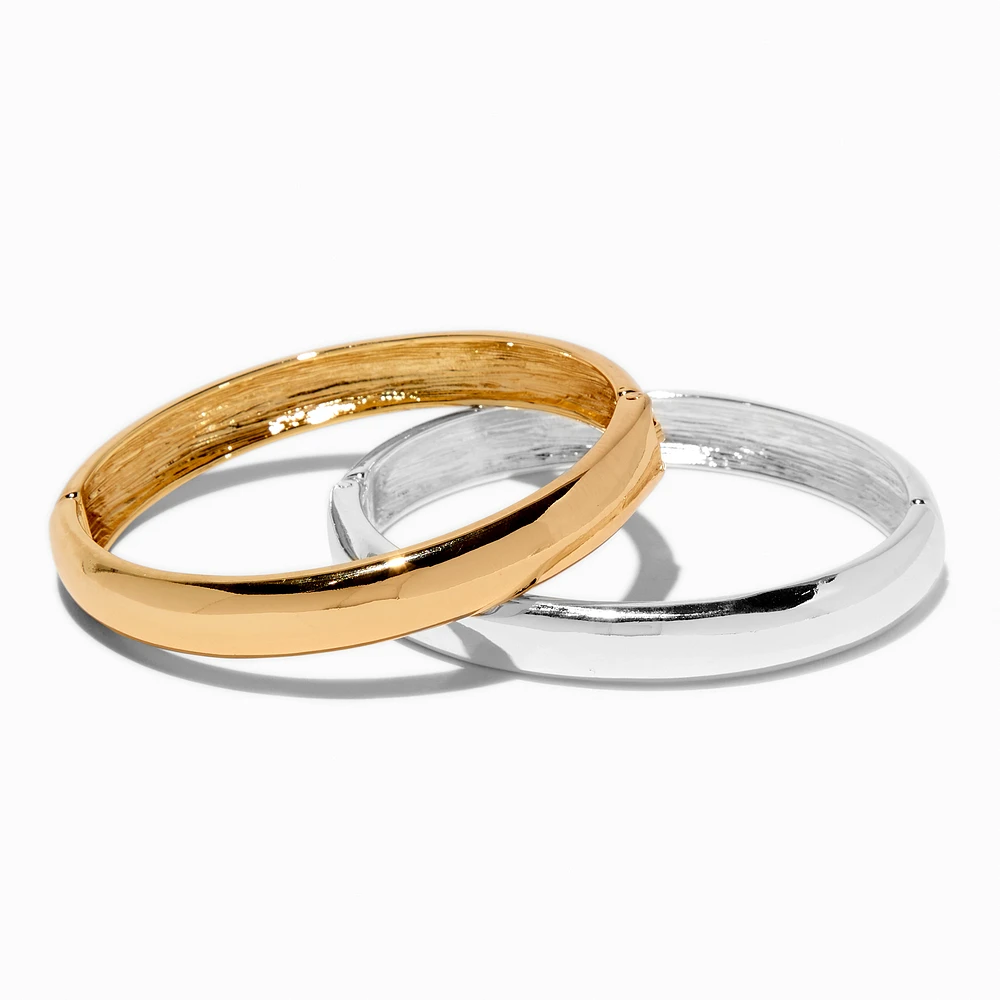 Mixed Metal Double Stack Bangle Set - 2 Pack