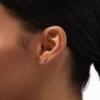 Cubic Zirconia Silver-tone Butterfly Stud Earrings