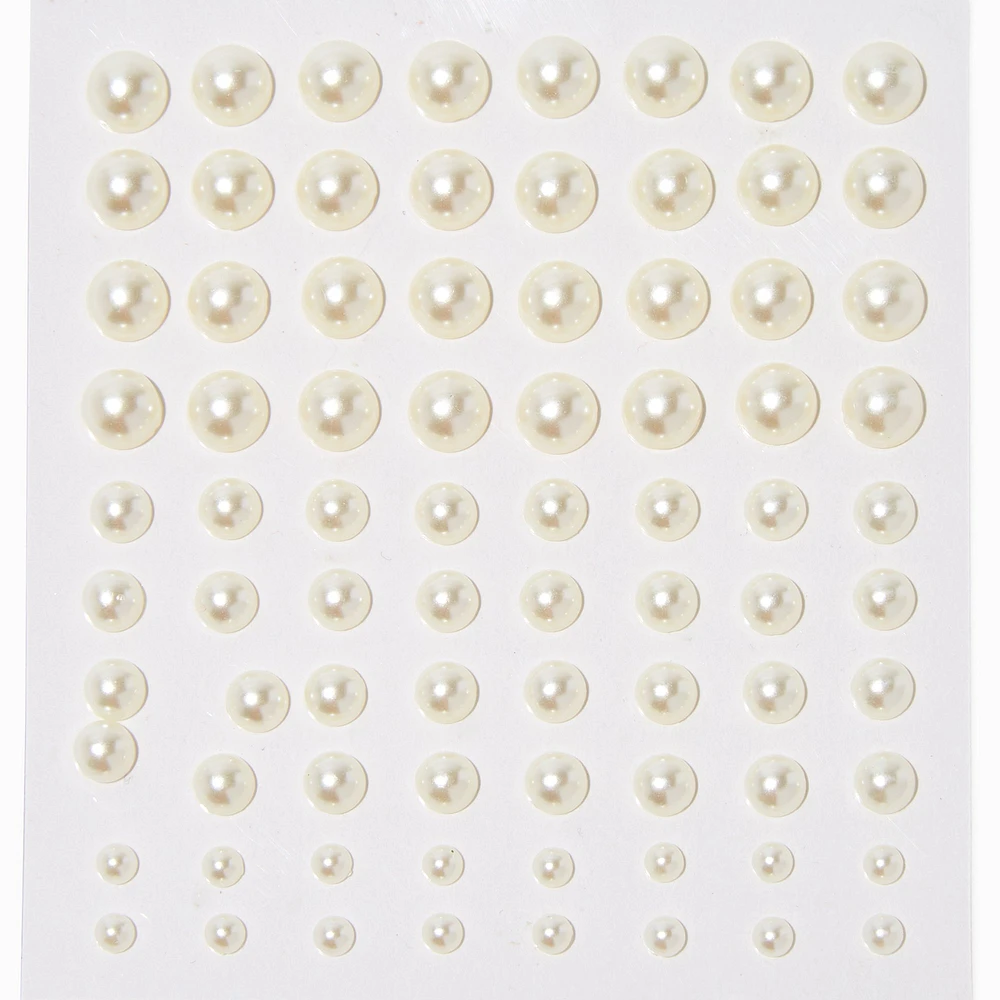 White Pearl Hair Gems - 80 Pack
